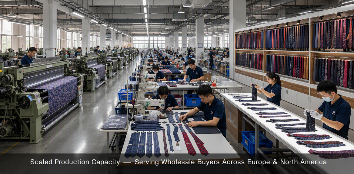 Necktie factory Expands Custom Neck Tie Production for Wholesale Buyers in Europe and North America